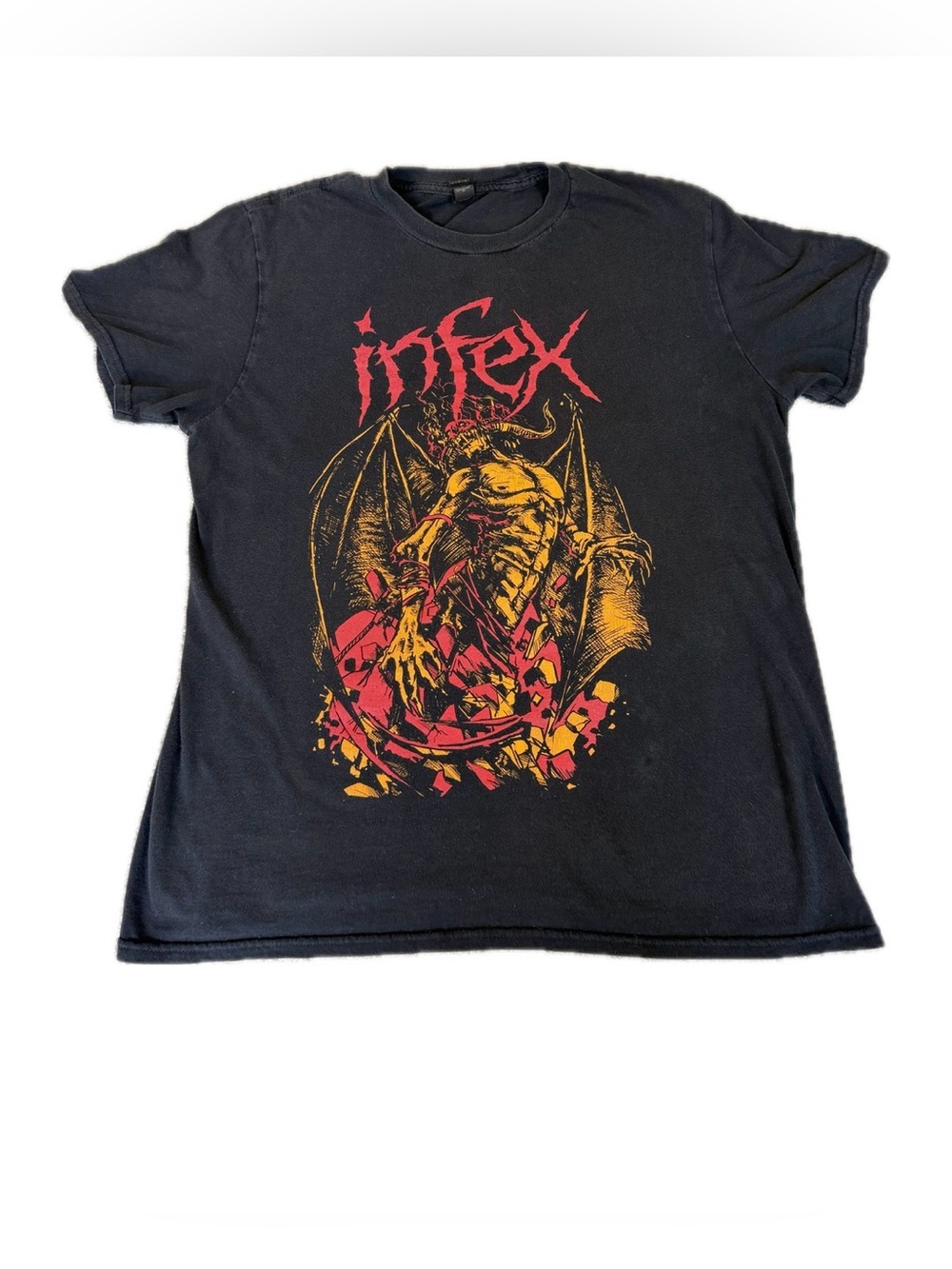 Infex Band Black Tee Men’s Size Large Thrasher Hardcore Music CA